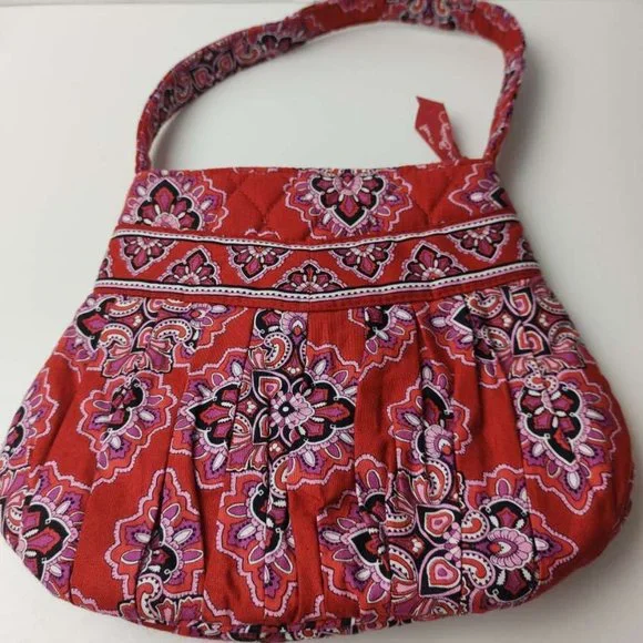 Vera Bradley Frankly Scarlet Hanna Bag Mini Red Paisley Quilted Purse Clutch - Picture 1 of 8